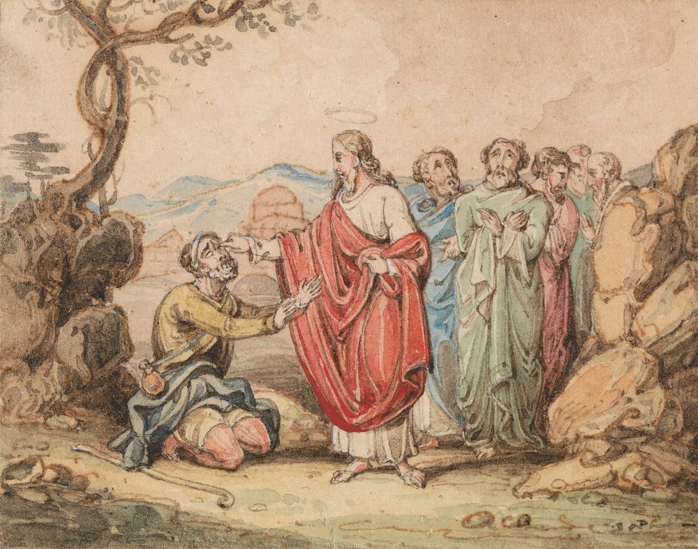 Christ Healing a Blind Man, attributed to John Martin