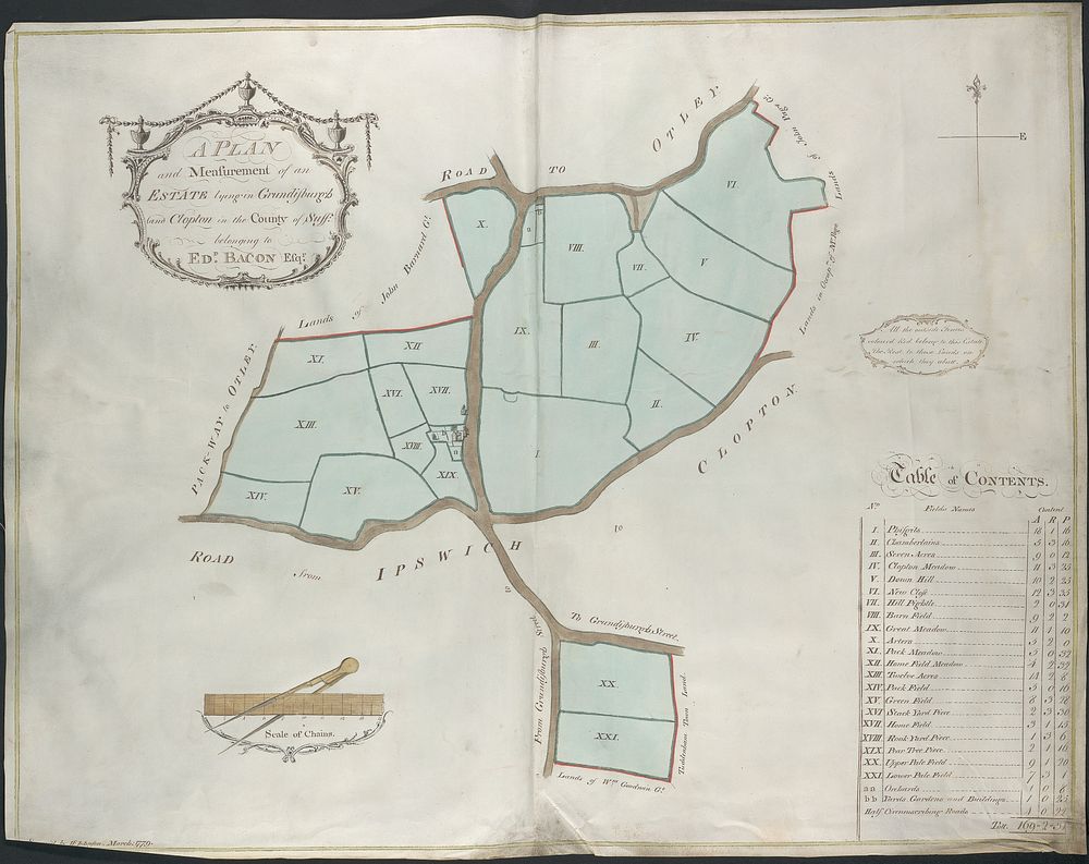Plan of an Estate Lying in Grundisburgh and Clopton by Isaac Johnson