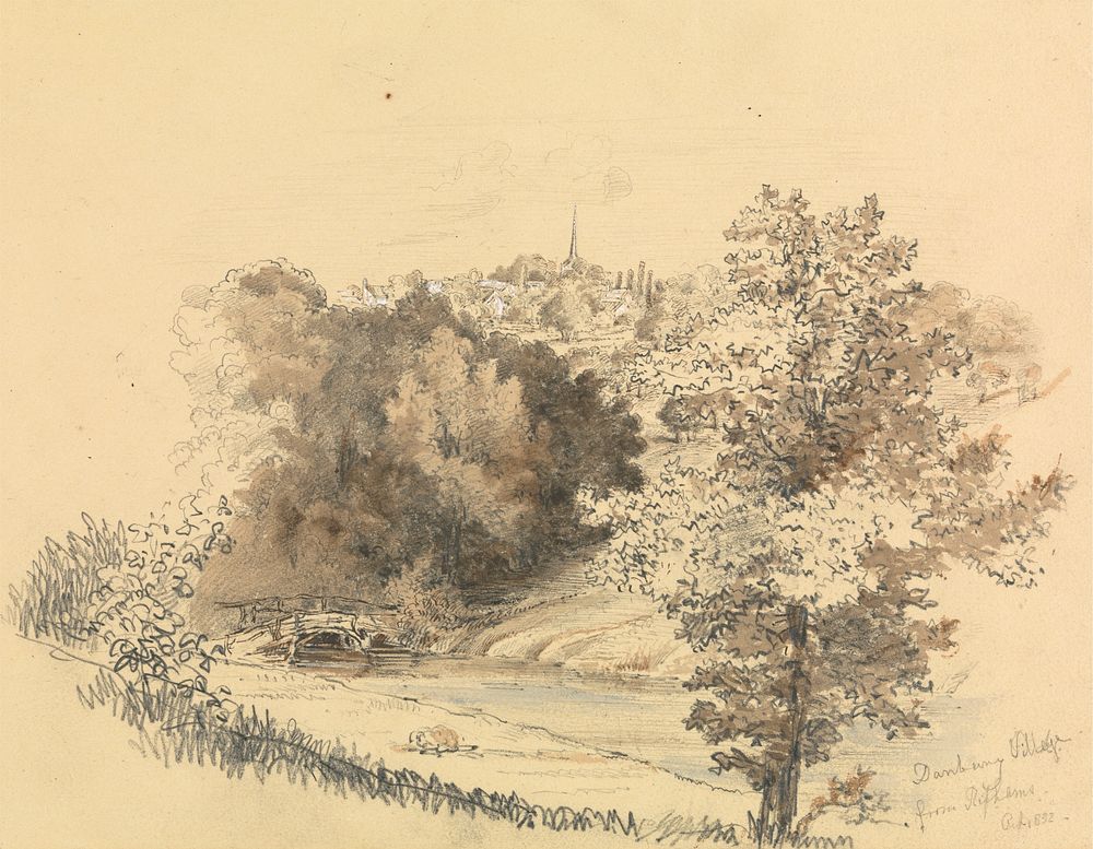 River Landscape with Town in the Distance by unknown artist