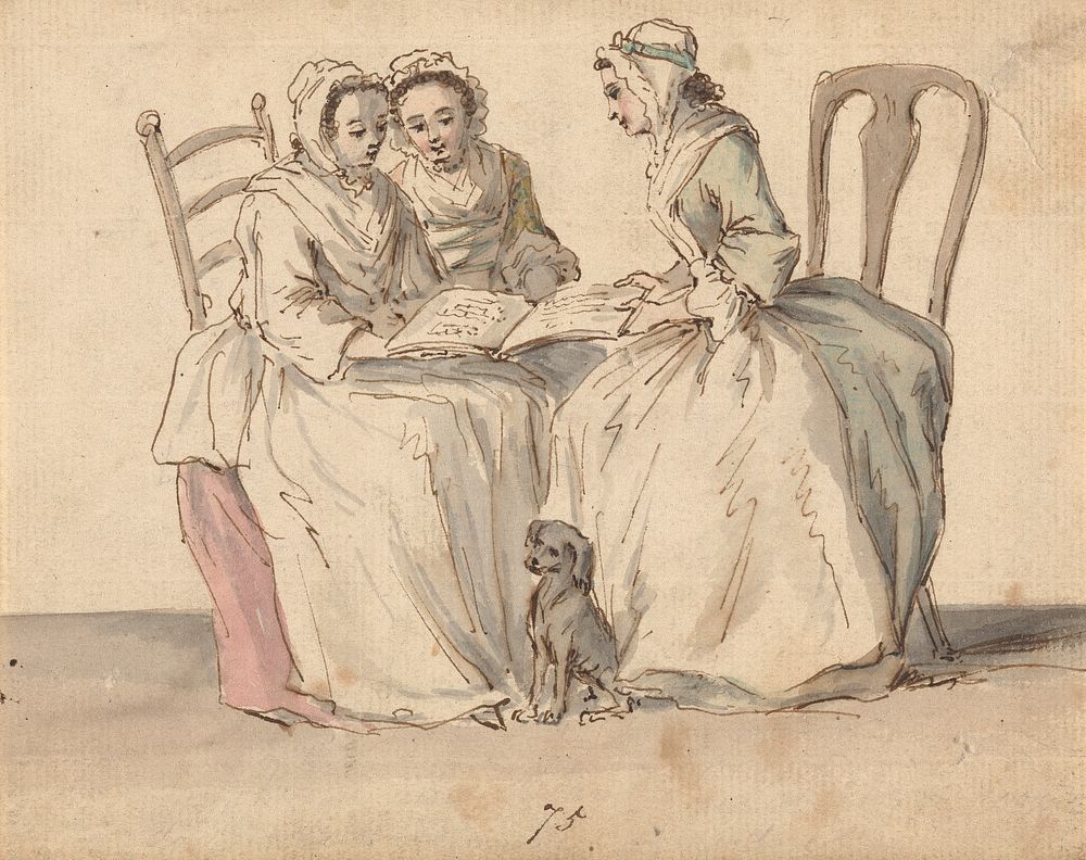 Three Seated Ladies by Louis Philippe Boitard