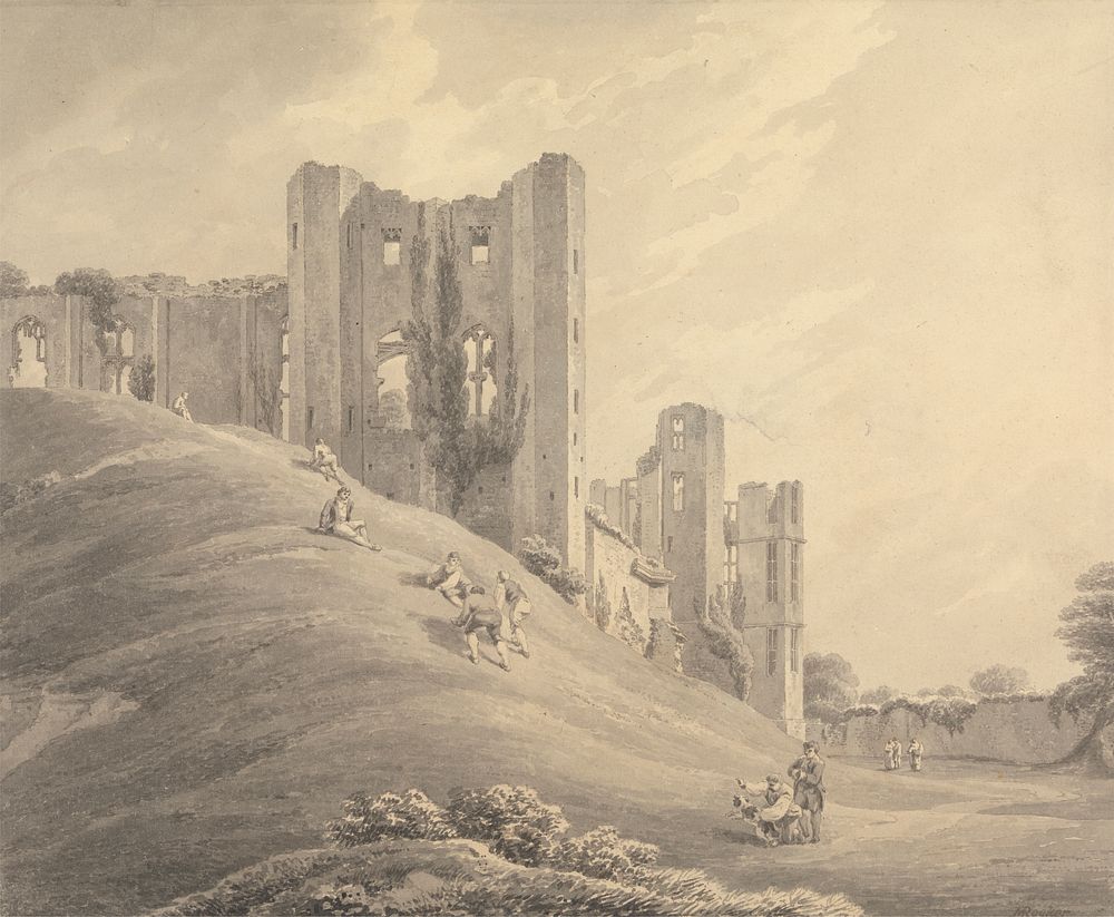 Kenilworth Castle, with Figures on the Hillside by Michael Angelo Rooker