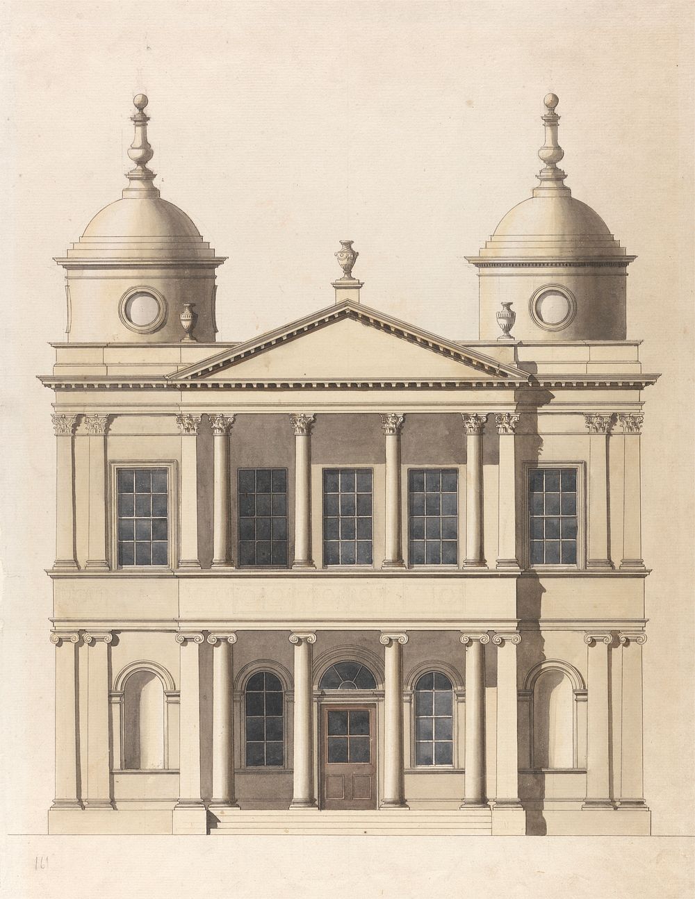 Design for a Church. Elevation of West Front