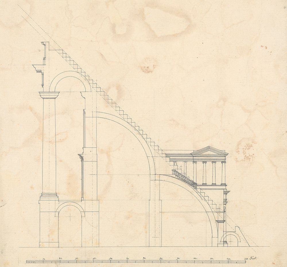 Section of arches and stairs of the temple at Baalbec