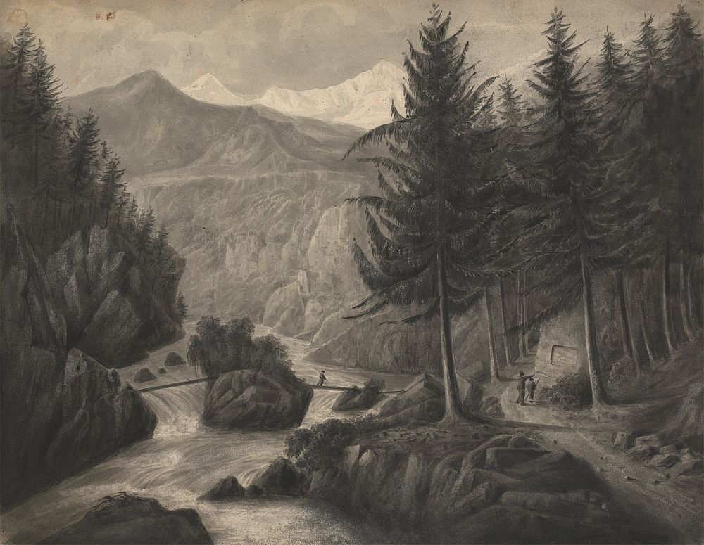 On the Zwcilutzen - Near Interlaken/ Canton of Berne/ The Jungfrau in the Distance by Isaac Weld