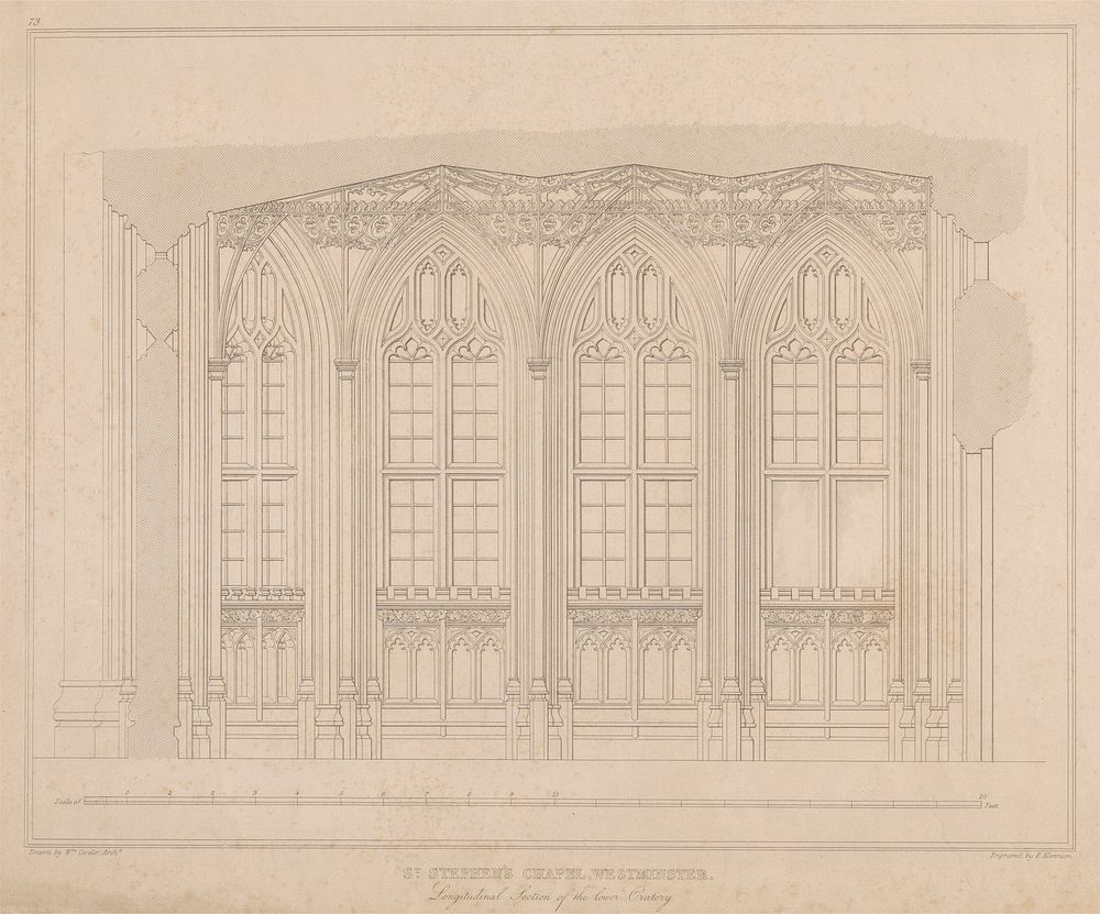 St. Stephen's Chapel, Westminster - Longitudinal section of the lower oratory