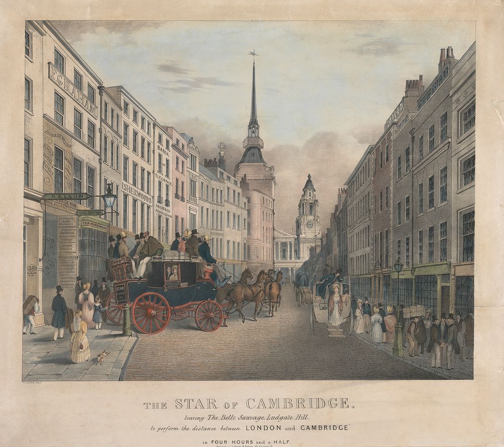 The Star of Cambridge, Leaving the Belle Sauvage, Ludgate Hill