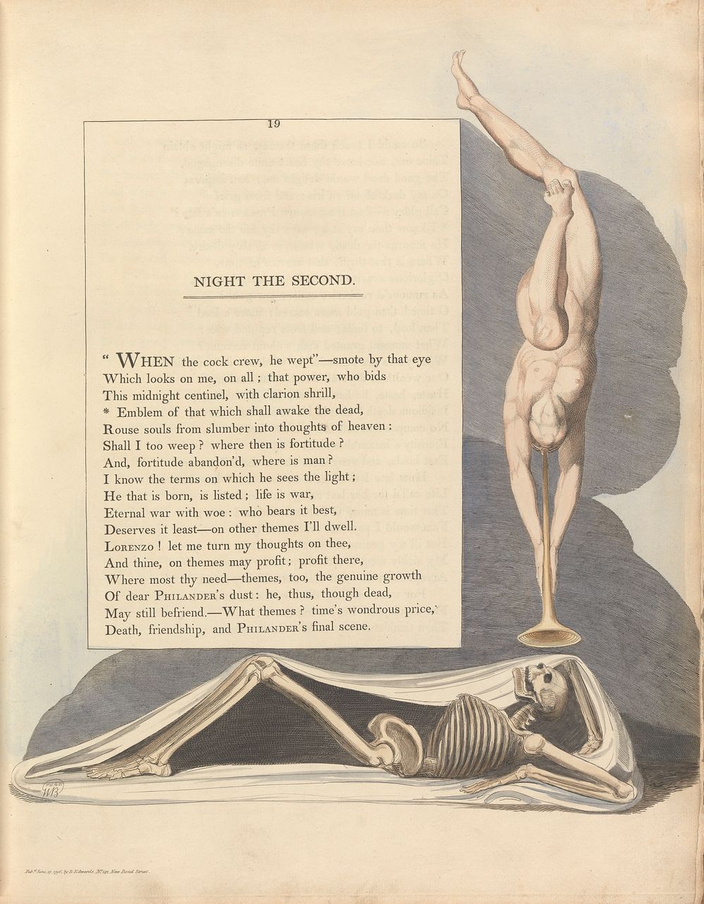 Young's Night Thoughts, Page 19, "Emblem of that which shall awake the dead" by William Blake.