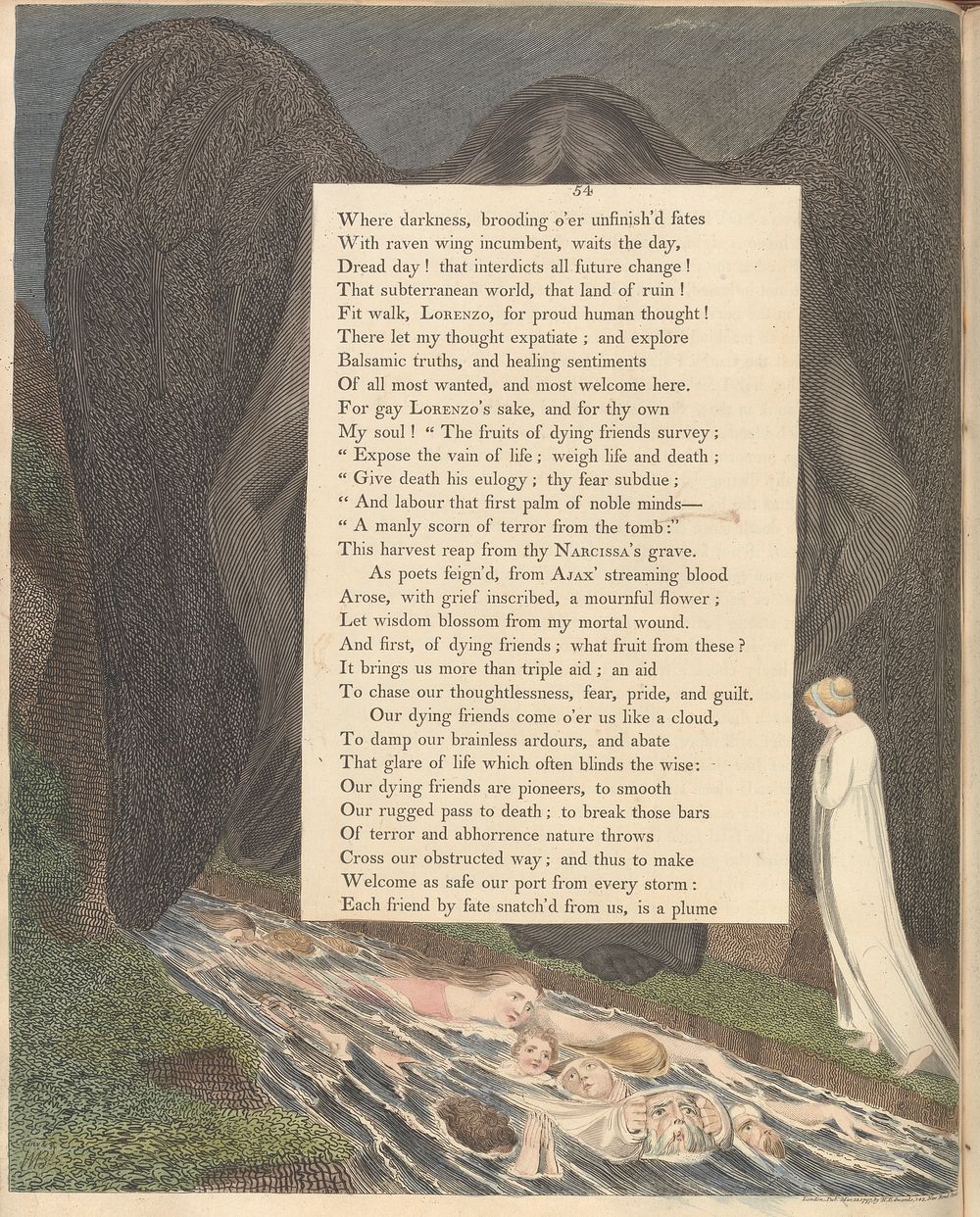 Young's Night Thoughts, Page 54, "The vale of death! that hush'd cimmerian vale" by William Blake.
