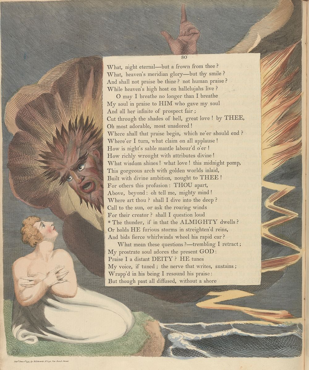Young's Night Thoughts, Page 80, "The thunder if in that the Almighty dwells" by William Blake.