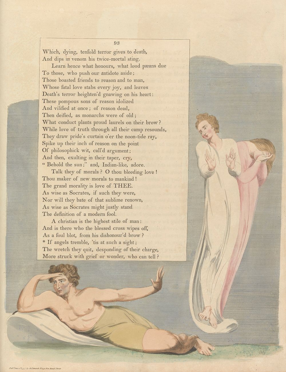 Young's Night Thoughts, Page 93, "If angels tremble, 'tis at such a sight" by William Blake.