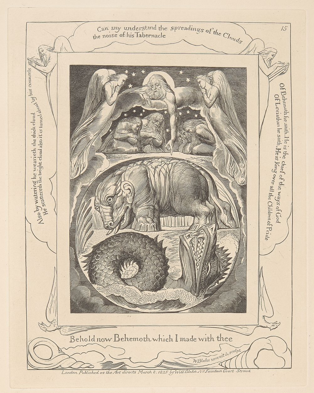 Book of Job, Plate 15, Behemoth and Leviathan by William Blake
