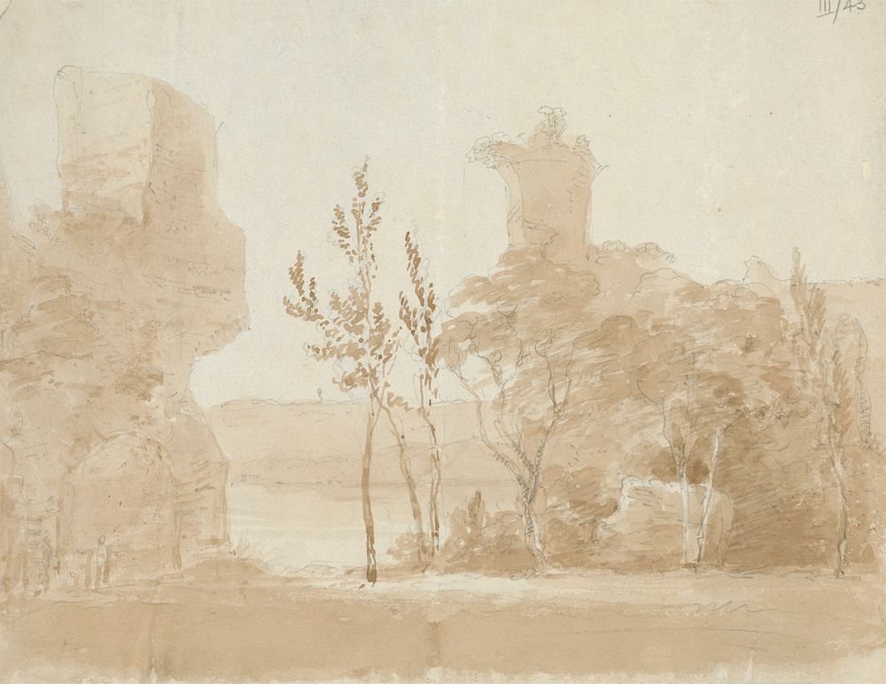 Landscape of Trees, and Ruins by Sir Robert Smirke the younger