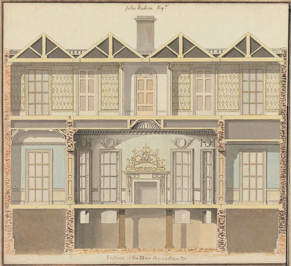 Unidentified House for Giles Hudson, Putney, Surrey: Section of the New Apartments