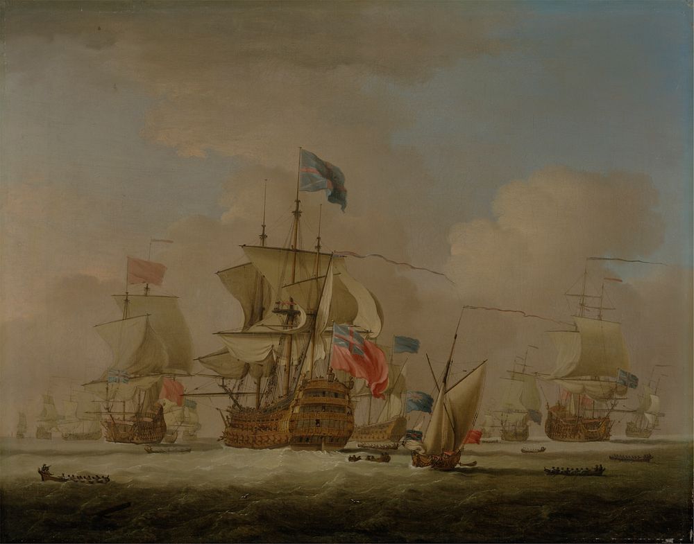 British Men-of-War and a Sloop by Peter Monamy