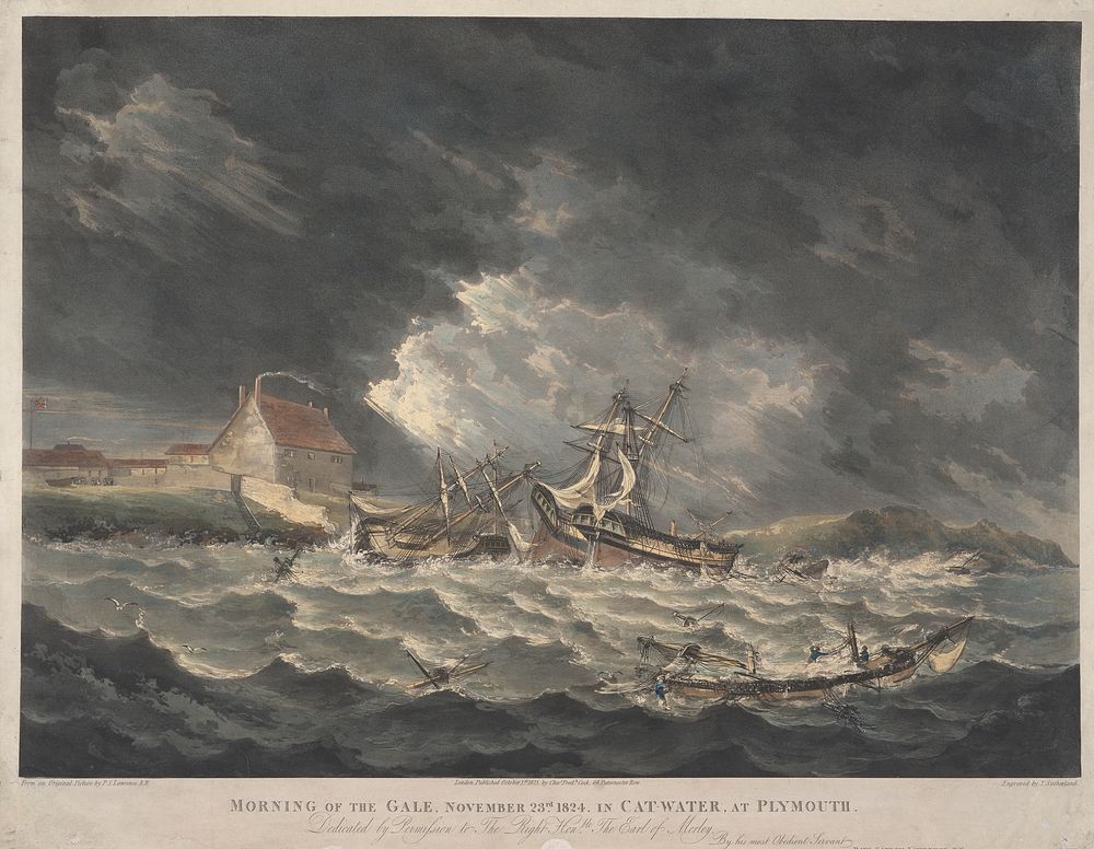 Morning of the Gale, November 23 1824 in Catwater at Plymouth