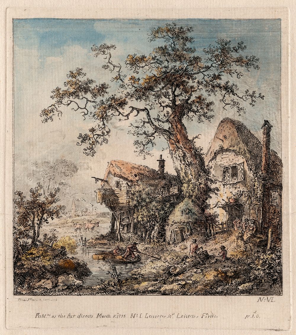 Rustic Scene with Cottage