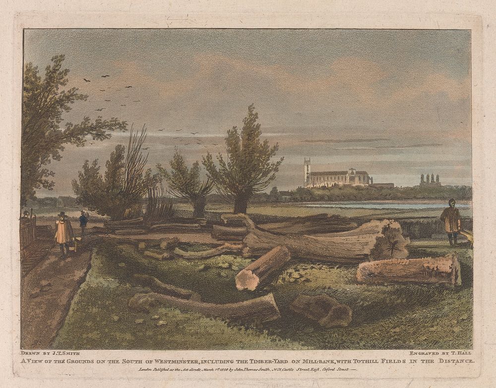 A View of the Grounds on the South of Westminster, Including the Timber-Yard on Millbank