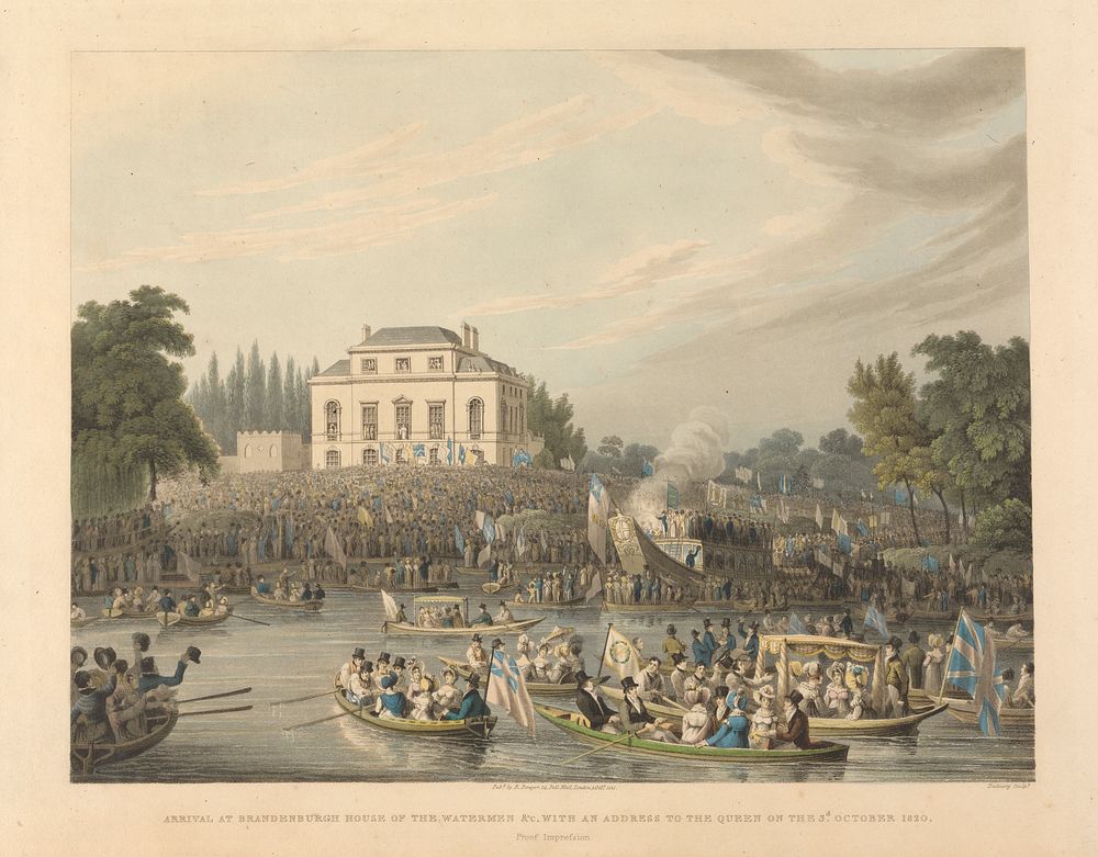 Arrival at Brandenburg House of the Watermen, ect. with an Address to the Queen on the 3rd October 1820
