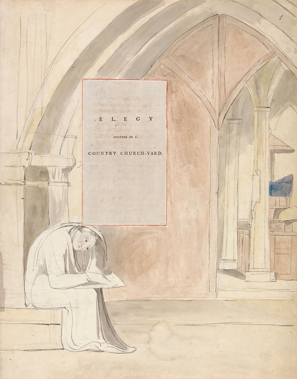The Poems of Thomas Gray, Design 105, "Elegy Written in a Country Church-Yard." by William Blake. Original from Yale Center…