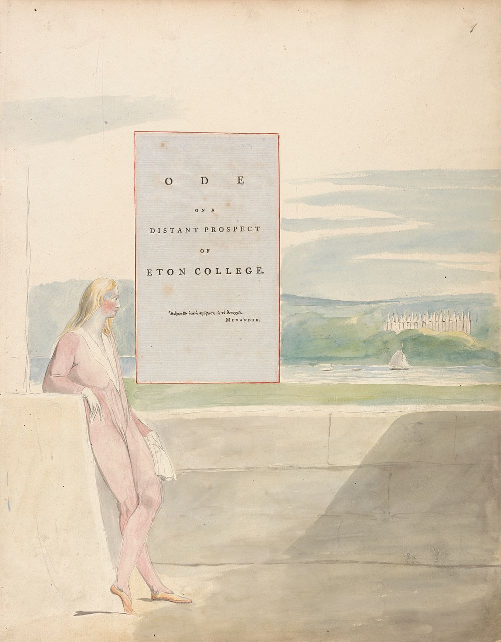 The Poems of Thomas Gray, Design 13, "Ode on a Distant Prospect of Eton College." by William Blake. Original from Yale…