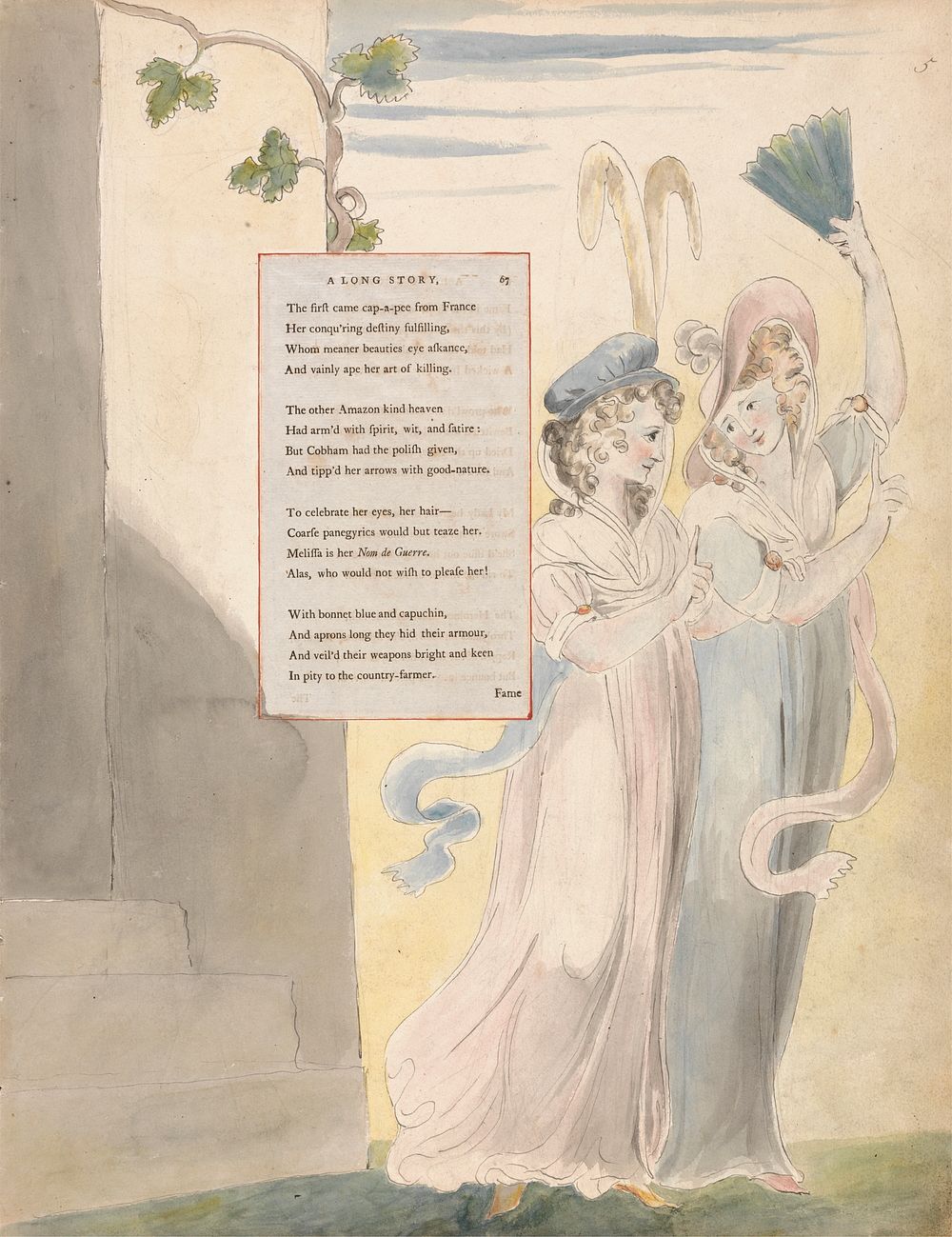 The Poems of Thomas Gray, Design 27, "A Long Story." by William Blake. Original public domain image from Yale Center for…