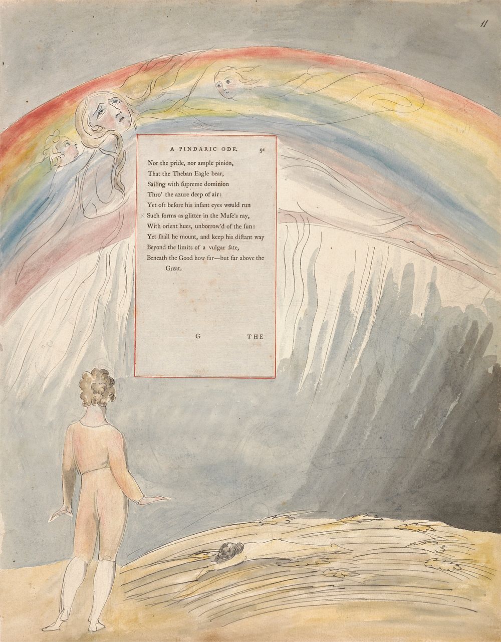 The Poems of Thomas Gray, Design 51, "The Progress of Poesy." by William Blake. Original public domain image from Yale…