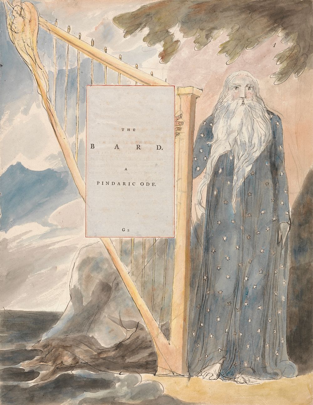 The Poems of Thomas Gray, Design 53, "The Bard." by William Blake. Original public domain image from Yale Center for British…