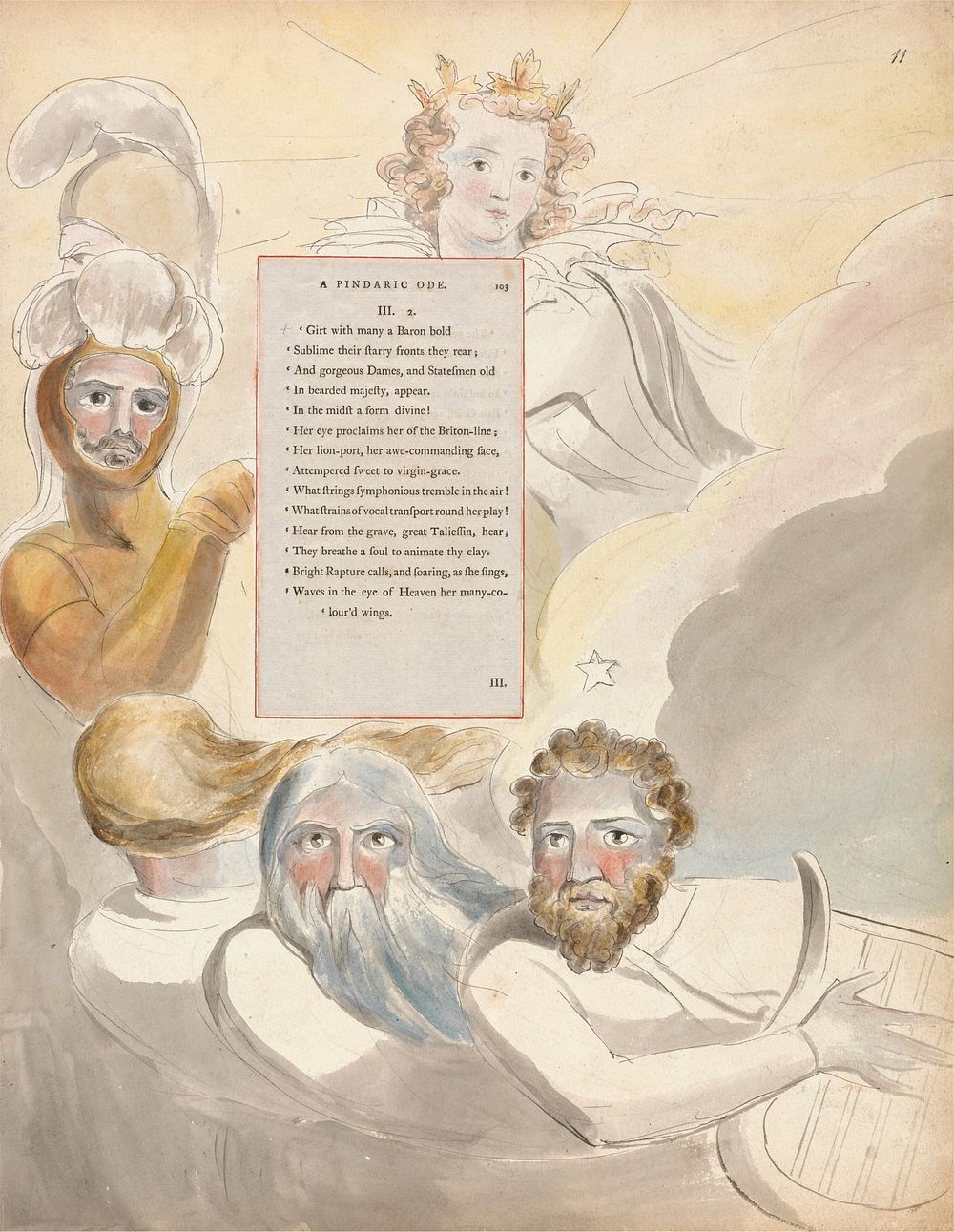 The Poems of Thomas Gray, Design 63, "The Bard." by William Blake. Original public domain image from Yale Center for British…