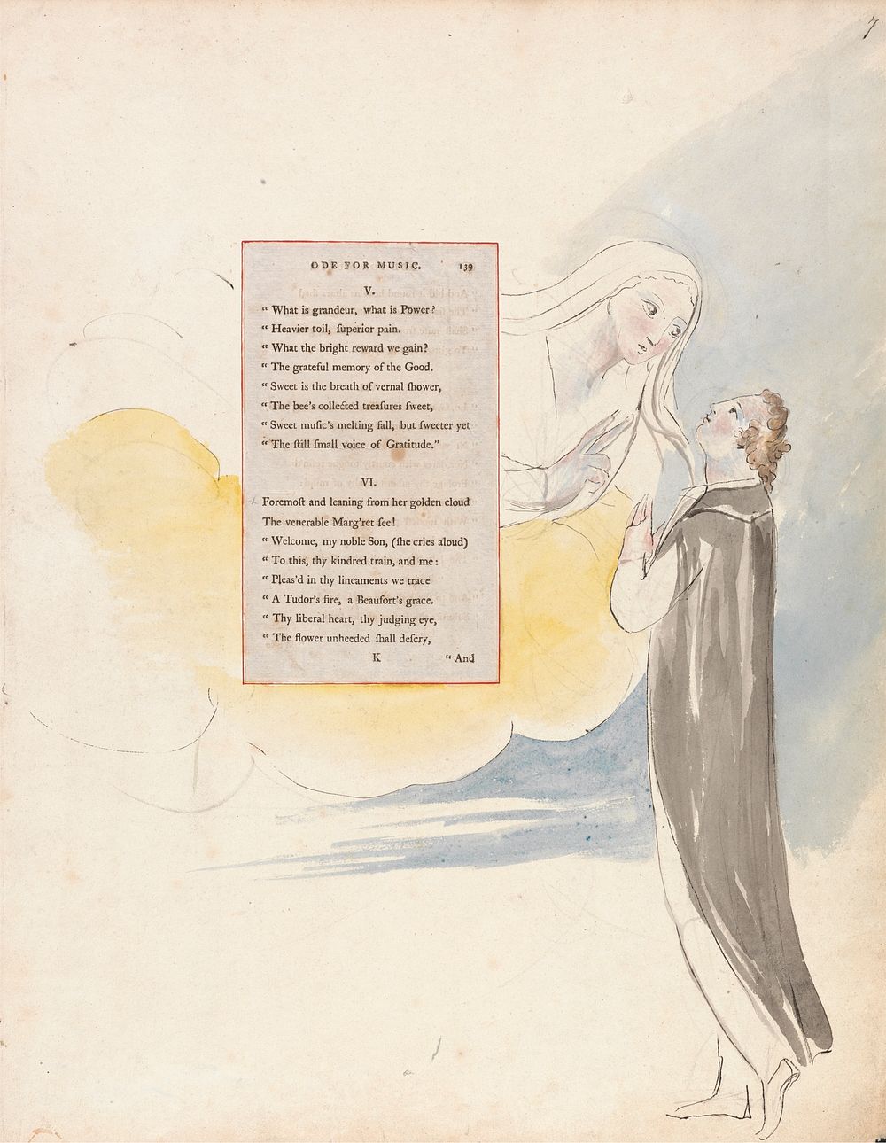 The Poems of Thomas Gray, Design 99, "Ode for Music." by William Blake. Original from Yale Center for British Art.