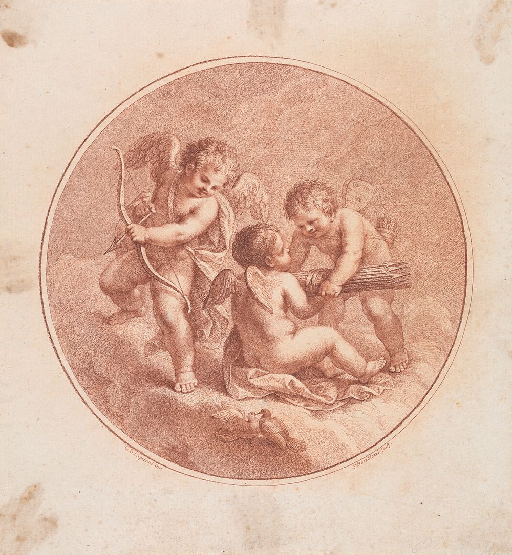 Three Cupids With Bows & Arrows, And Two Doves by Francesco Bartolozzi 