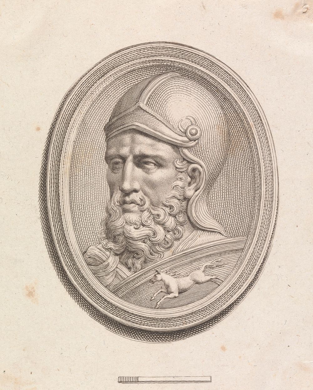 Medallion: Head of a Helmeted Warrior with a Shield decorated with a Horse by Francesco Bartolozzi