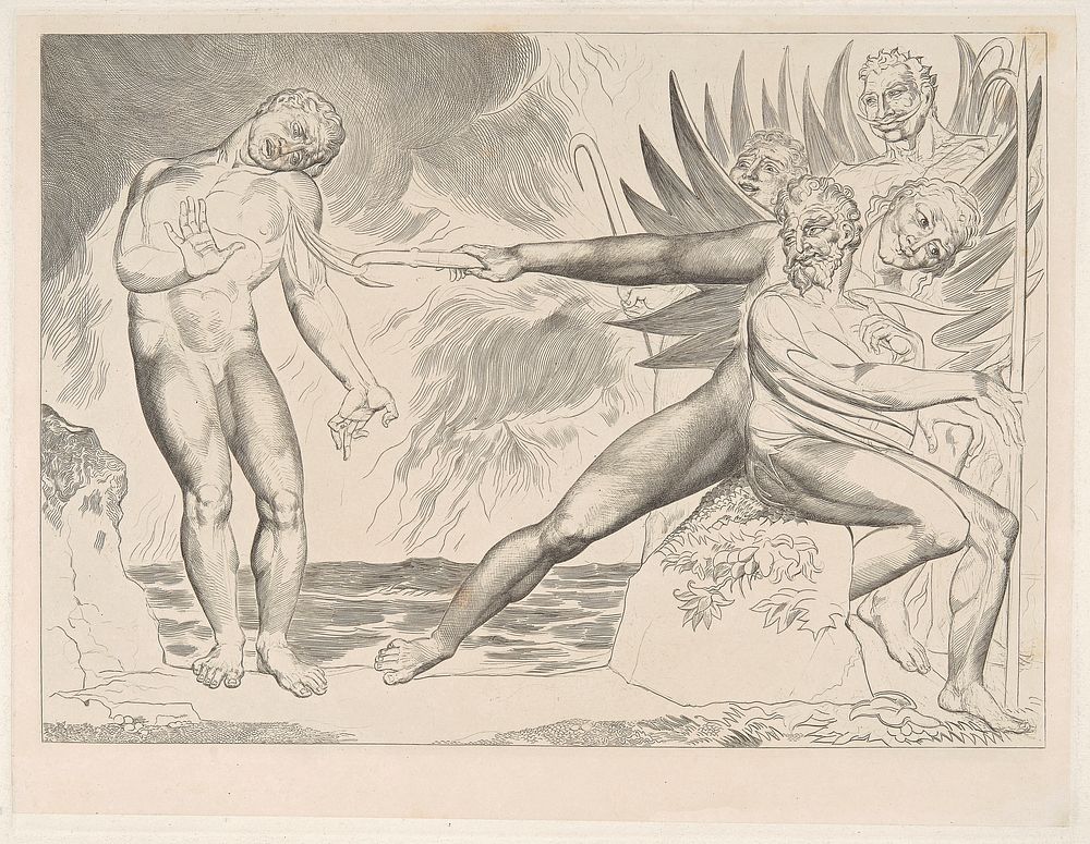 Pl. 2: Ciampolo Tormented by the Devils ['...seiz'd on his arm, / And mangled bore away the sinewy part.' Hell; Canto xxii.…