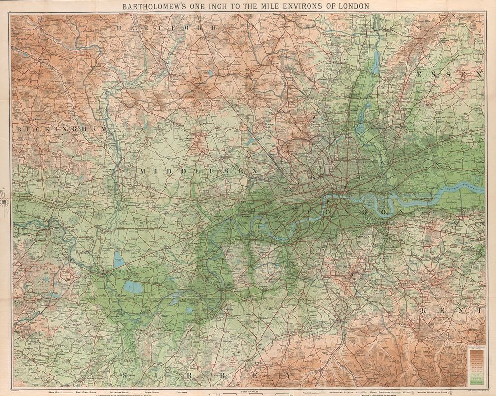 Bartholomew's one inch to the mile environs of London.