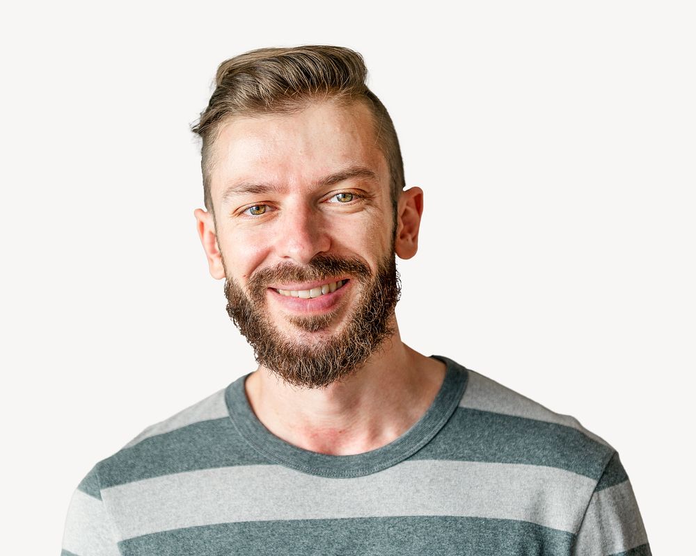 Bearded man smiling, isolated image