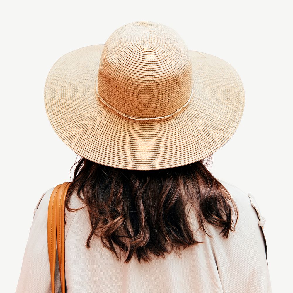 Woman in sunhat  collage element psd