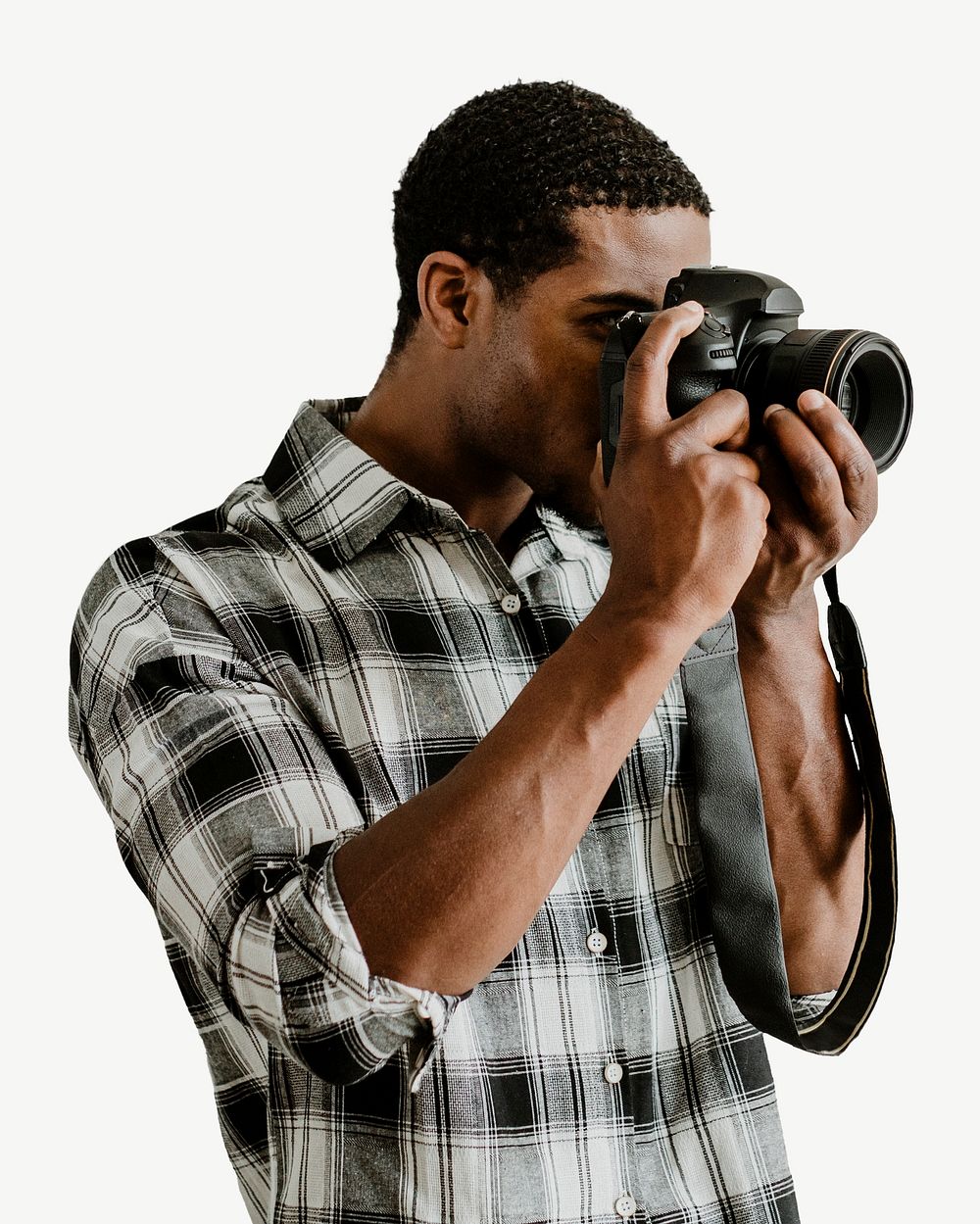 Male photographer taking photo collage element psd