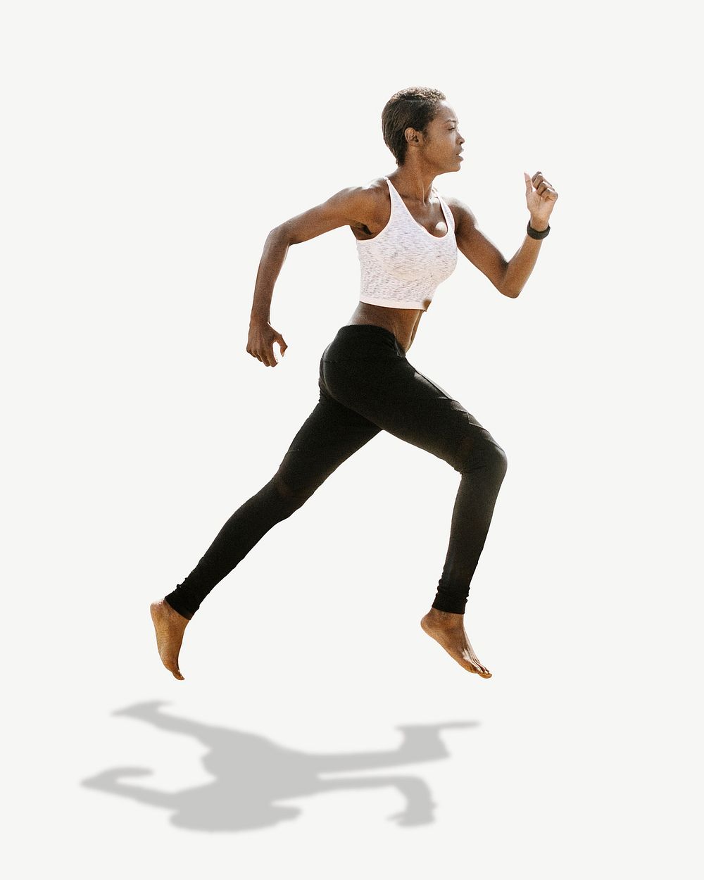 Black woman running collage element psd