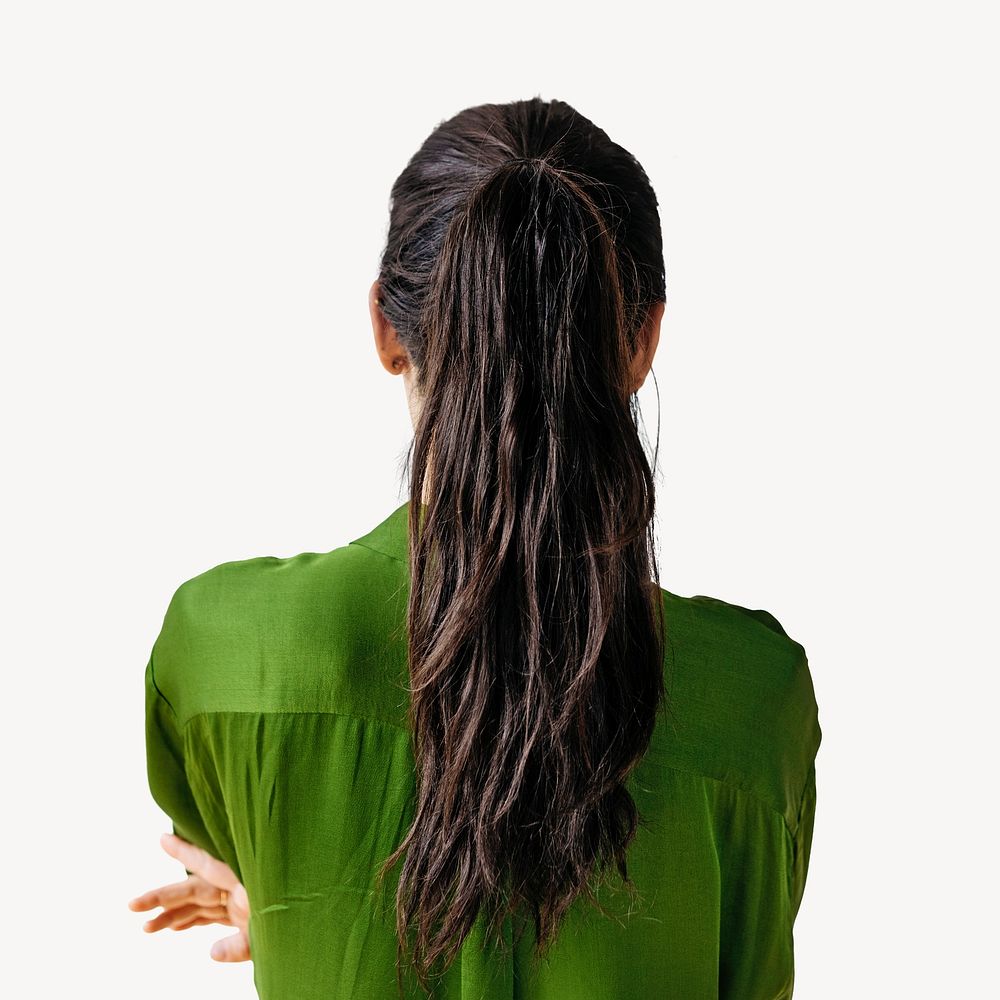 Businesswoman pony tail rear view, isolated image