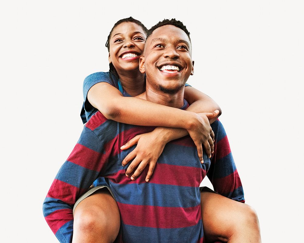 Happy black couple, isolated image