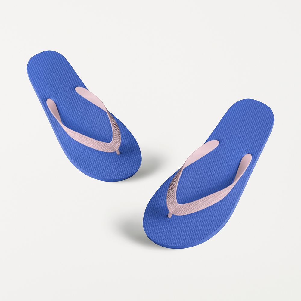 Psd blue flip flop summer beach slippers mockup