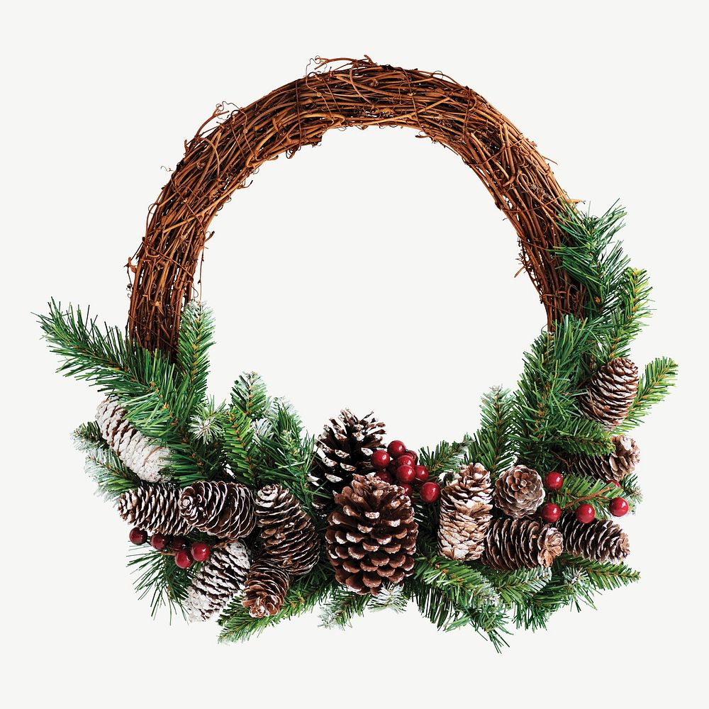 Christmas wreath collage element psd