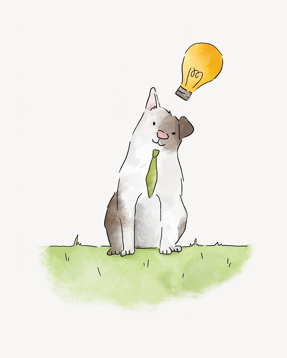 Smart cat with creative ideas, illustration isolated image
