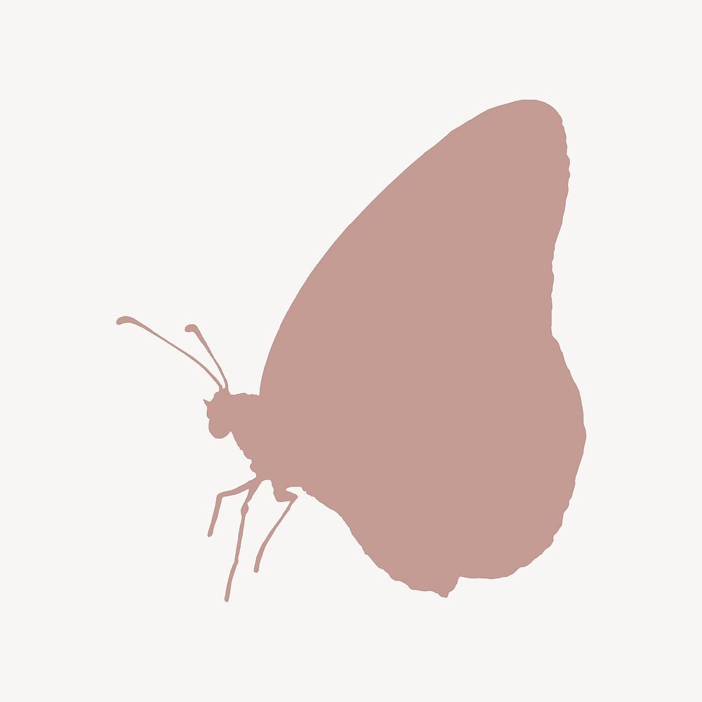 Brown butterfly silhouette collage element vector