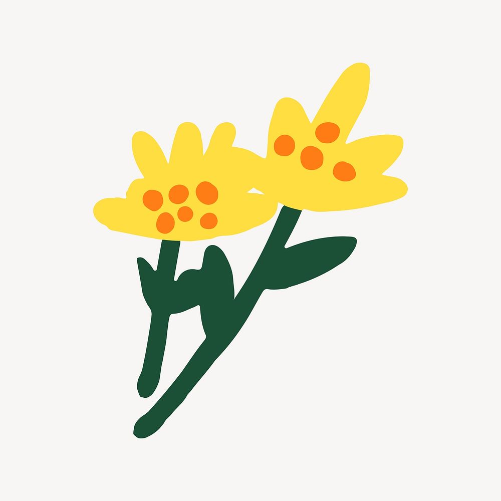 Yellow doodle flowers vector
