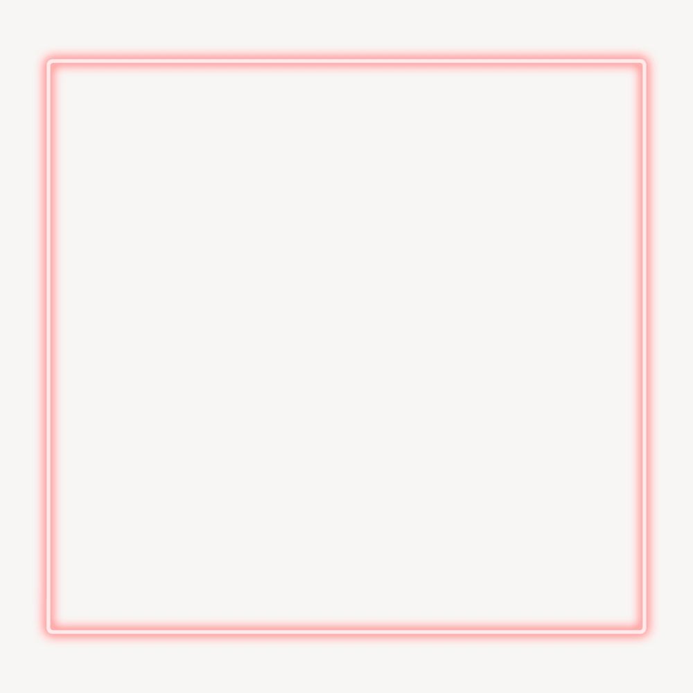 Pink neon square frame psd