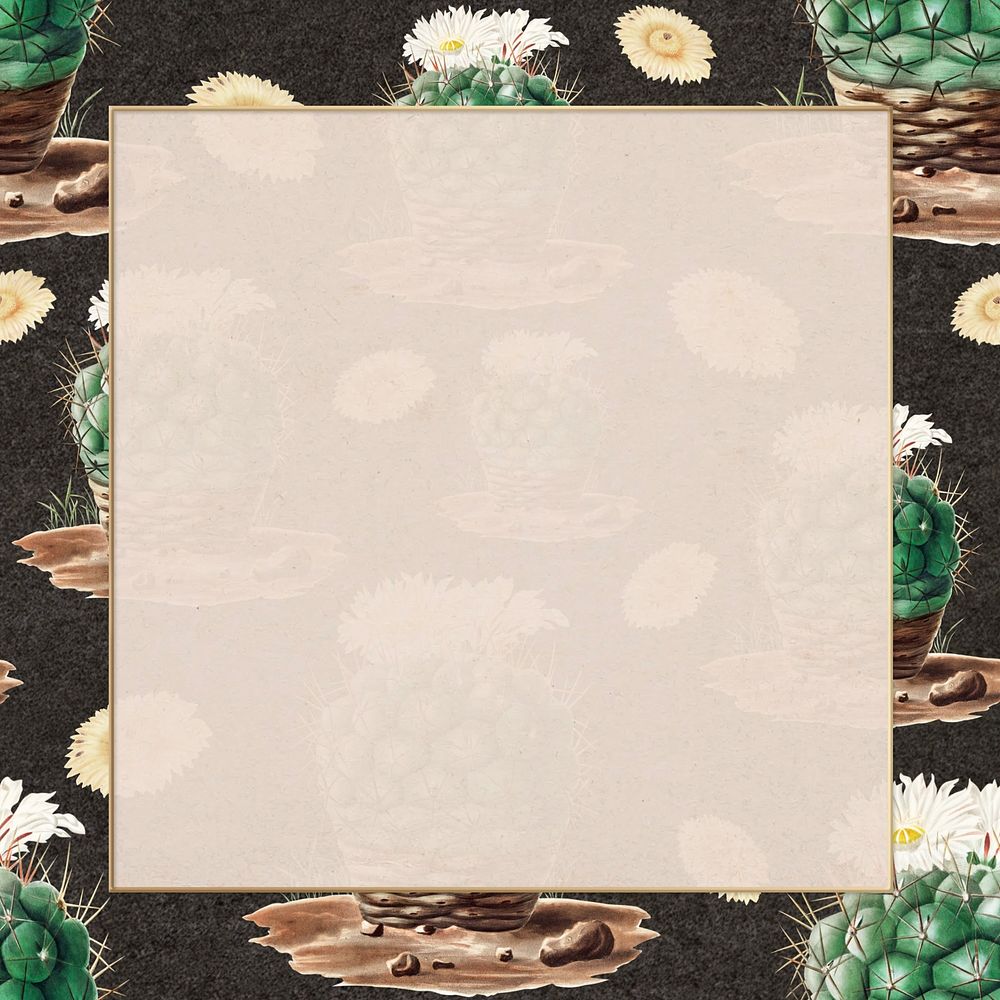 Brown cactus frame, design with copy space