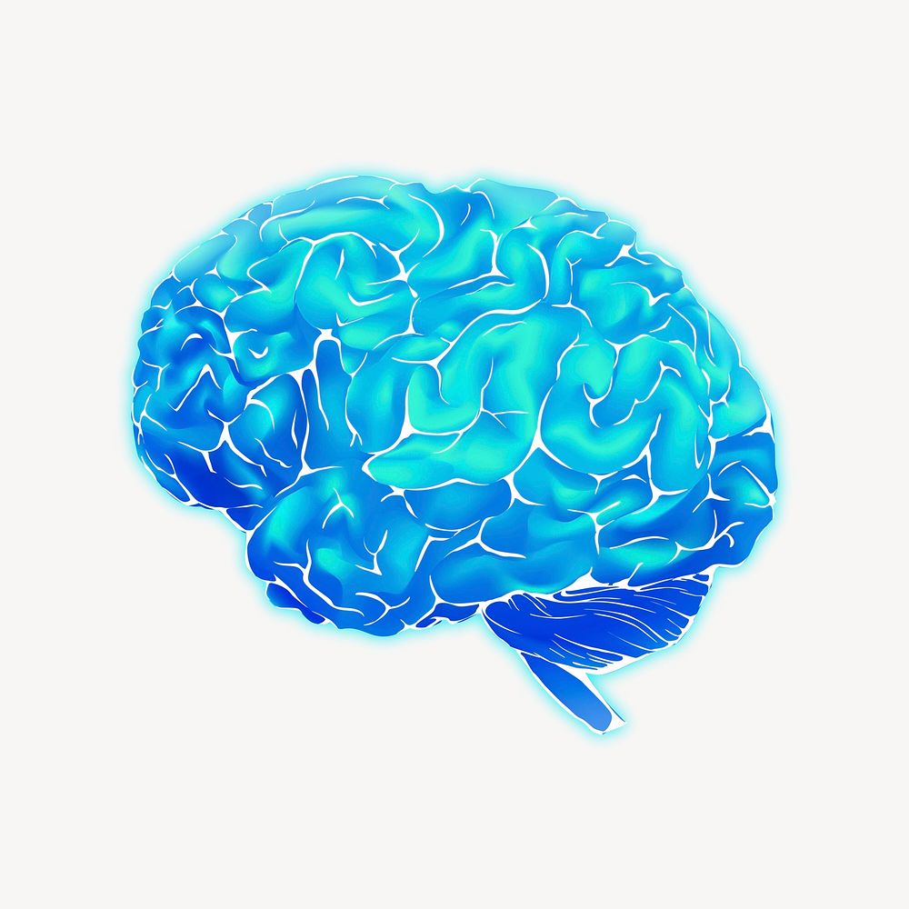 Blue human brain collage element  psd