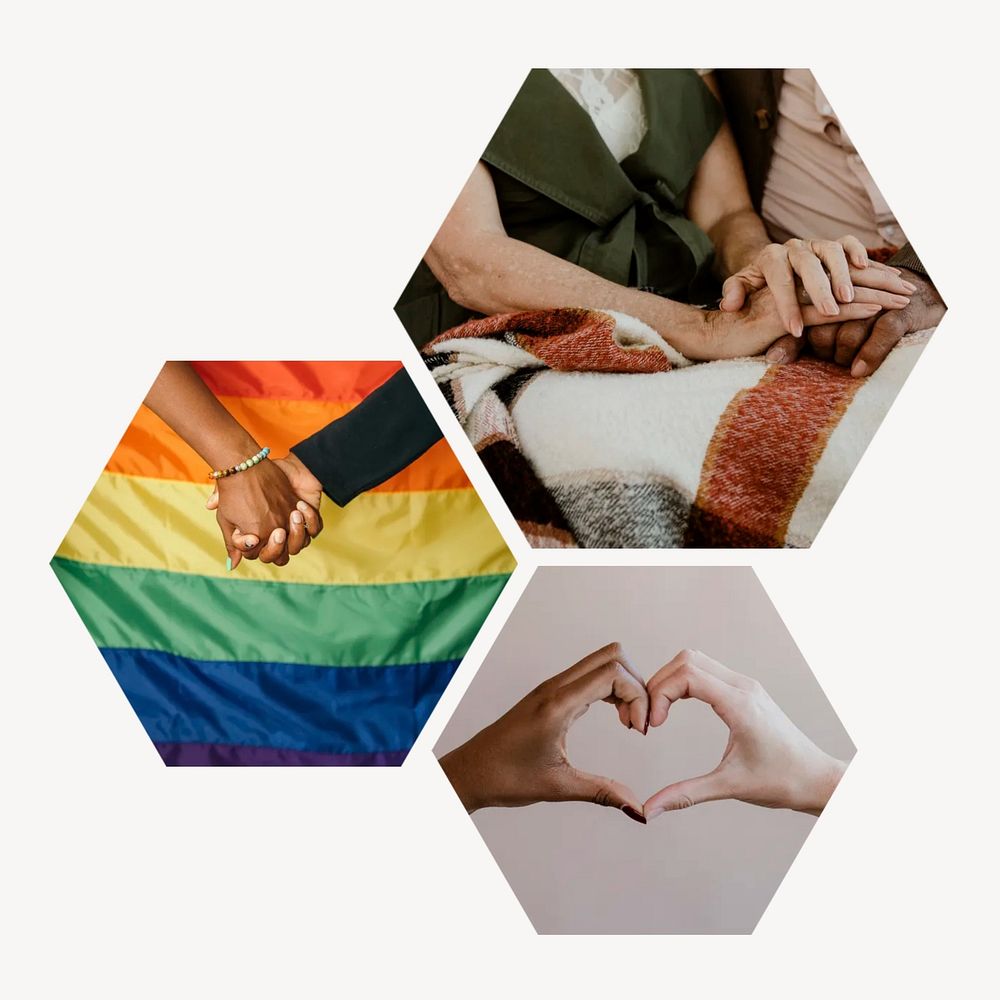Diverse love relationships hexagonal shaped badge