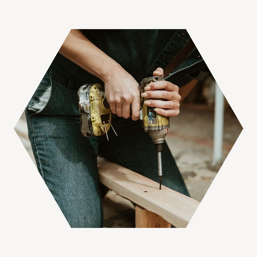 Drilling a lumber hexagonal shaped badge