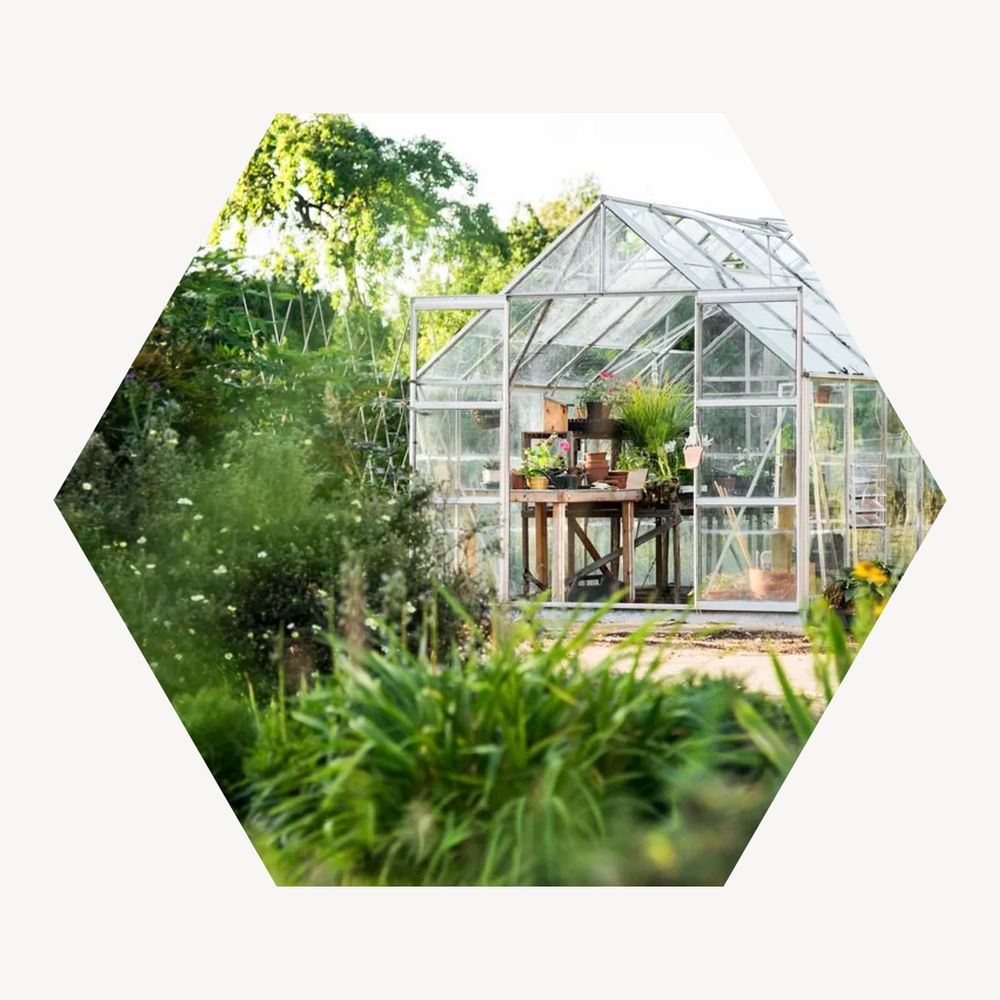Glass greenhouse hexagonal shaped badge